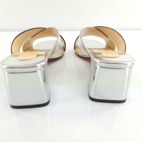 Christian Louboutin Arkenmule 55 Silver Rainbow Slide Sandal SZ 38.5 NIB - Picture 4 of 12